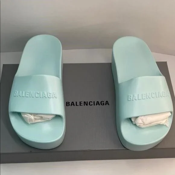 Balenciaga Mint Green Slide Sandals WMNS) Balenciaga Chunky Slides  main image 4